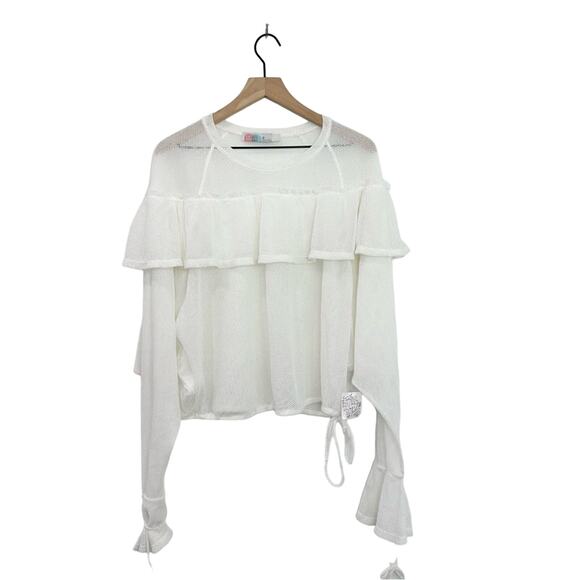 Free People Beach Mesh Ruffle Cover Up Top size medium NWT - Picture 1 of 6